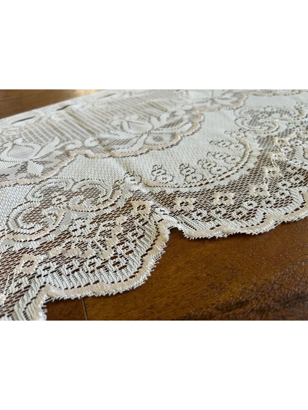 Vintage Cream Lace Curtain Panels with Floral Pattern